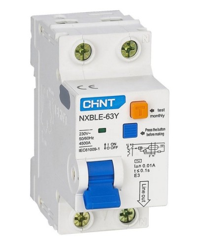 NXBLE-63Y (R) 1п+N C 6А 30мА электронный тип AC 4.5кА CHINT (105540). Автоматический выключатель дифференциального тока. CHINT в Ульяновске
