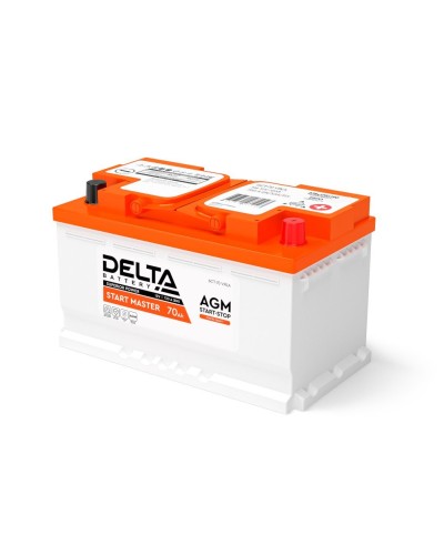 Delta START MASTER AGM 1270 (70 Ah). Аккумулятор автомобильный герметичный свинцово-кислотный. Delta в Ульяновске
