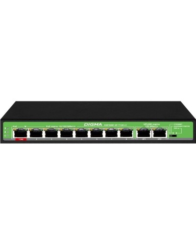 DSP208F-2F-T120 DSP208F-2F-T120 V1 (L2) 10х100Мбит/с 8PoE 8PoE+ 120W. Коммутатор с питанием по PoE. Digma в Ульяновске