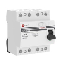 УЗО ВД-100 4P 25А 30мА тип AC эл-мех  PROxima (elcb-4-25-30-em-pro). Выключатель дифференциального тока (УЗО). EKF