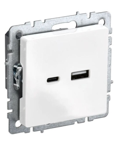 Розетка USB A+C 18Вт РЮ11-1-БрБ белый BRITE (BR-U22-018-K01). Розетка USB. IEK в Ульяновске