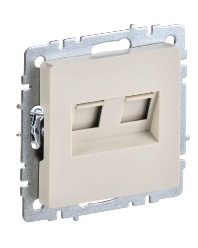 Розетка RJ45 РК10-2-БрКр кат.5E, бежевый BRITE (BR-K20-1-K10). Розетка компьютерная двойная. IEK в Ульяновске