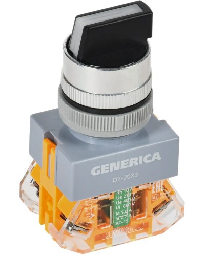 Переключатель D7-20X3 на 3 положения черный GENERICA (BSW50-20X3-3-21-3-K02-G). Переключатель. IEK в Ульяновске
