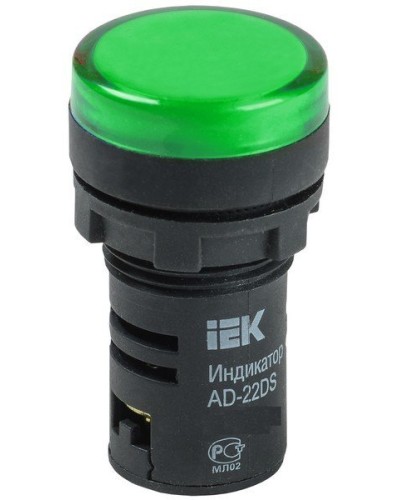 Лампа AD22DS (LED)матрица D22мм зеленый 24В AC/DC (BLS10-ADDS-024-K06). Светосигнальный индикатор. IEK в Ульяновске