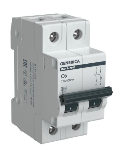 GENERICA ВА47-29М 2P C 6А 4,5кА (MVA21-2-006-C-G). Автоматический выключатель. IEK в Ульяновске