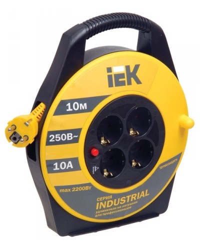УК10 4 места, 10м (WKP14-10-04-10). Удлинитель на катушке Industrial. IEK в Ульяновске