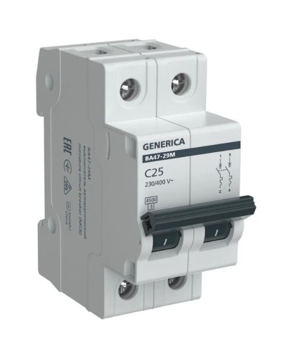 GENERICA ВА47-29М 2P C 25А 4,5кА (MVA21-2-025-C-G). Автоматический выключатель. IEK в Ульяновске