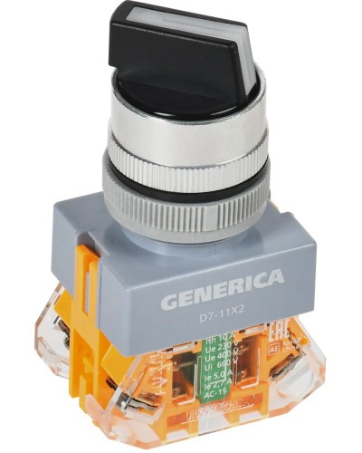 Переключатель D7-11X2 на 2 положения черный GENERICA (BSW50-11X2-3-21-2-K02-G). Переключатель. IEK в Ульяновске