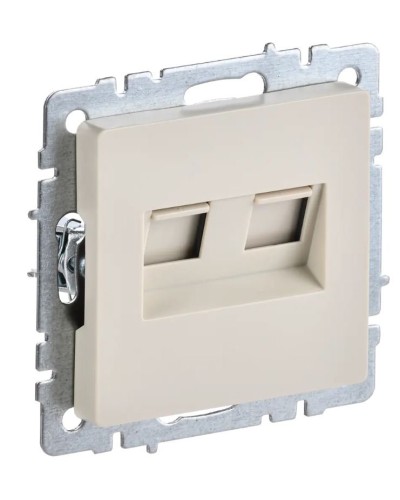 Розетка RJ11+RJ45 РК/Т12-БрКр бежевый BRITE (BR-KT20-O-1-K10). Розетка двойная. IEK в Ульяновске