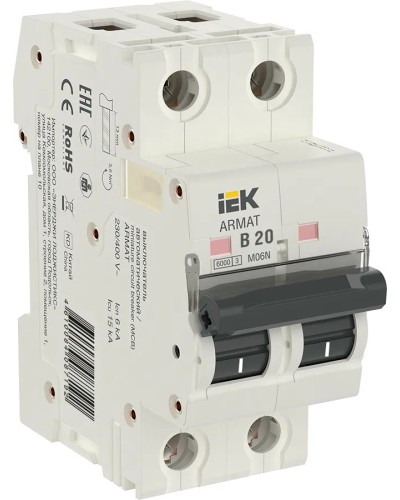 M06N 2P B 20А 6кА ARMAT (AR-M06N-2-B020). Автоматический выключатель. IEK в Ульяновске