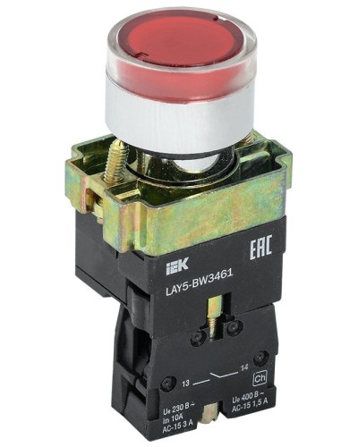 Кнопка LAY5-BW3461 с подсветкой красный 1з (BBT50-BW-K04). Кнопка с подсветкой. IEK в Ульяновске