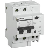 GENERICA АД12 2Р 25А 30мА (MAD15-2-025-C-030). Автоматический выключатель дифференциального тока. IEK