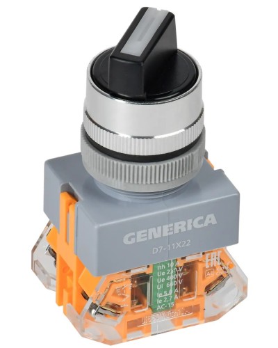 Переключатель D7-11X22 на 2 положения черный GENERICA (BSW50-11X22-3-22-2-K02-G). Переключатель с самовозвратом. IEK в Ульяновске