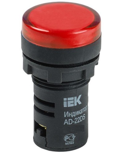 Лампа AD22DS (LED) матрица D22мм красный 12В AC/DC (BLS10-ADDS-012-K04). Светосигнальный индикатор. IEK в Ульяновске