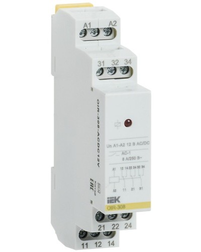 Реле промежуточное модульное OIR 3 контакта 8А 230В AC (OIR-308-AC230V). Реле промежуточное модульное. IEK в Ульяновске