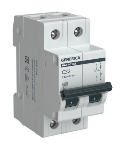 GENERICA ВА47-29М 2P C 32А 4,5кА (MVA21-2-032-C-G). Автоматический выключатель. IEK в Ульяновске