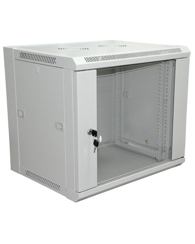 Шкаф телекоммуникационный 19 настенный 9U 600×450×500 мм (ШxГxВ) - передняя дверь стекло, боковые стенки съемные (разобранный) RAL 7035 (04-2201). Шкаф телекоммуникационный 19 настенный 9U. Rexant в Ульяновске