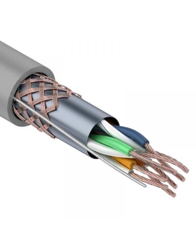 SF/UTP, CAT 5e, PVC, 4PR, 24AWG, INDOOR, STRANDED, серый, 305м, REXANT (01-0343). Кабель «витая пара» (LAN) для структурированных систем связи. Rexant в Ульяновске