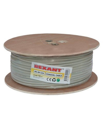 RG-8X, 50 Ом, CCS/Al/A, 75% (01-2021). Кабель коаксиальный радиочастотный. Rexant в Ульяновске