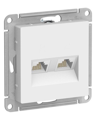 AtlasDesign розетка RJ45+RJ45, 2-местная, скрытой установки, механизм, белый (ATN000185). Розетка компьютерная. Systeme Electric в Ульяновске