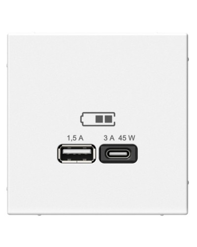 ArtGallery розетка USB тип-A+C 45Вт, скрытой установки, механизм, белый (GAL000129). Розетка USB. Systeme Electric в Ульяновске