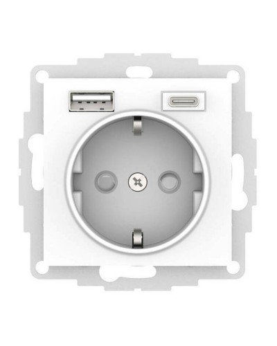 AtlasDesign розетка 1-местная с 2 USB A+C, скрытой установки, механизм, белый (ATN000132). Розетка с USB. Systeme Electric в Ульяновске