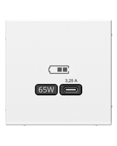 ArtGallery розетка USB тип-С 65Вт высокоскоростной заряд. QC, PD, скрытой установки, механизм, белый (GAL000127). Розетка USB. Systeme Electric в Ульяновске