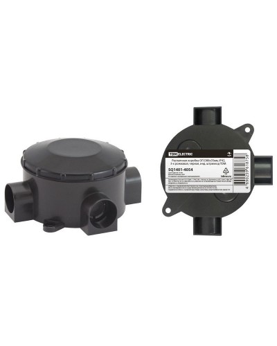 Распаячная коробка ОП D80х35мм, IP42, 3-х рожковая, черная TDM (SQ1401-4054). Распаячная коробка ОП. TDM ЕLECTRIC в Ульяновске