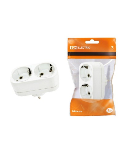 Блок на 2 гнезда 2П+З плоский 16А 250B TDM (SQ1806-0026). Розетка. TDM ЕLECTRIC в Ульяновске