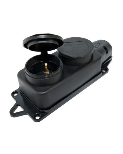 Розетка двухместная 2Р+РЕ 16А 250В IP44 (SQ0612-0037). Розетка двухместная с заглушками каучук. TDM ЕLECTRIC в Ульяновске