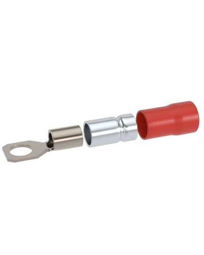 Наконечник НКИ 0,25-1,5 М6 (D6,4мм) с отверстием под винт (100 шт) (2A6P-DS-PVC). Наконечник с отверстием под винт и изолированным фланцем ПВХ, двойная гильза. ДКС в Ульяновске