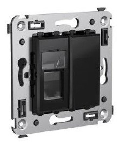Розетка RJ-45 в стену Avanti одинарная черный квадрат (4402463). Розетка компьютерная. ДКС в Ульяновске