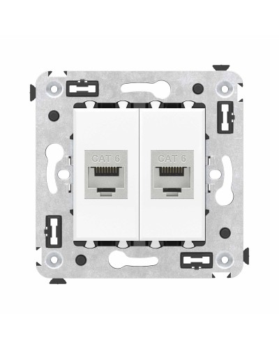 Розетка RJ-45 в стену, кат.6E, Avanti, двойная, белое облако (4400794). Розетка компьютерная модульная. ДКС в Ульяновске