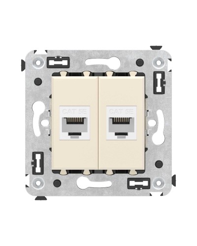 Розетка RJ-45 в стену, кат.5E, Avanti, двойная, ванильная дымка (4405664). Розетка компьютерная. ДКС в Ульяновске