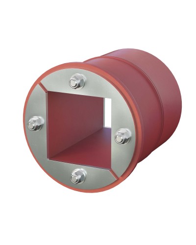 Проходка круглая, нержавеющая, D150х70 мм с проемом 90х90 мм (DXF3125): Проходка круглая, нержавеющая, с проёмом в Ульяновске