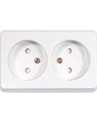 Розетка двойная открытой установки без з/к, бежевый, LK Standard (813601). Розетка без заземляющих контактов с защитными шторками. Экопласт в Ульяновске