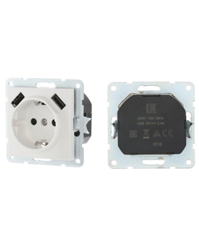 Розетка с з/к + 2xUSB разъема, 2А, белый LK60 (868004-1). Розетка. Экопласт в Ульяновске