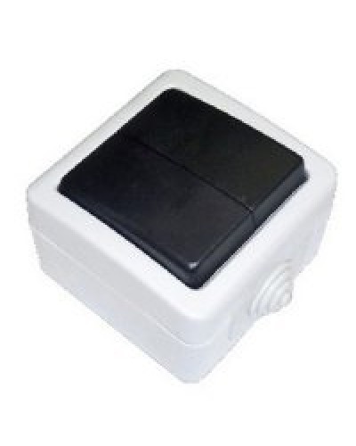 Переключатель двухклавишный 2-полюсный с 2 мест EF602SA, серый, LK Aqua (80006). Переключатель. Экопласт в Ульяновске