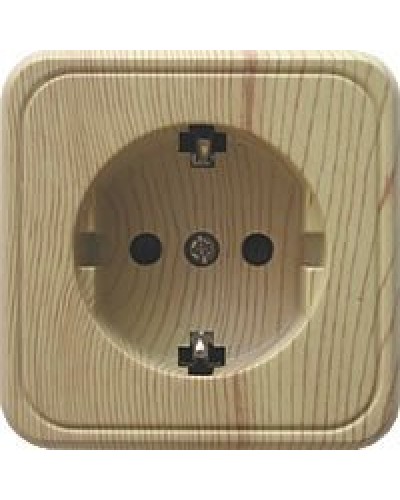 Розетка одинарная открытой установки с з/к, сосна, LK Standard (813225). Розетка с заземляющими контактами и защитными шторками. Экопласт в Ульяновске