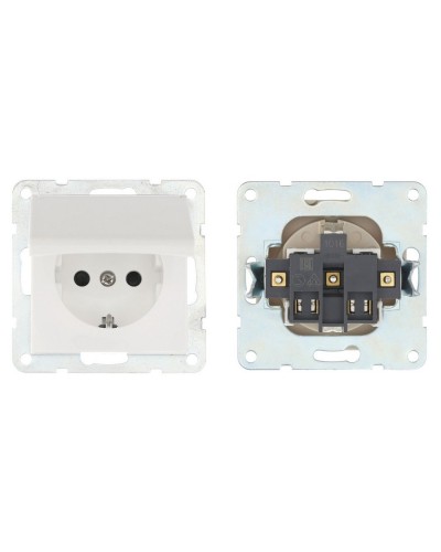 Розетка с з/к, шторками и крышкой, белый LK80 (843404-1). Розетка. Экопласт в Ульяновске