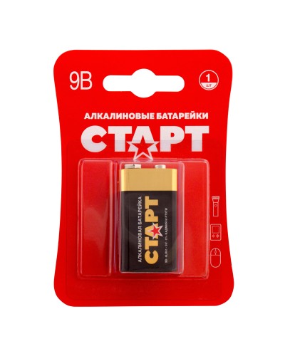 СТАРТ 6LR61-BL1 (9 В, Крона,  6LR61), БЛИСТЕР. Алкалиновая батарейка. СТАРТ в Ульяновске