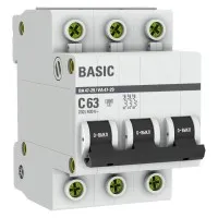 Автоматический выключатель 3P 63А (C) 4,5кА ВА 47-29 Basic (mcb4729-3-63C). Автоматический выключатель. EKF