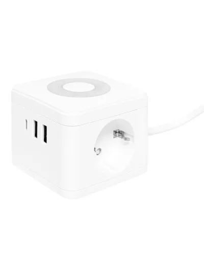 Удлинитель Куб 2 гнезда 2USB 2,4А+Type C + Ночник 1,3 метра 1мм2. Удлинитель Куб. EKF в Ульяновске