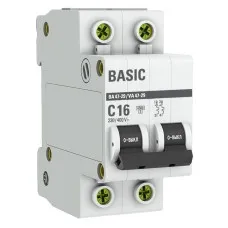 Автоматический выключатель 2P 16А (C) 4,5кА ВА 47-29 Basic (mcb4729-2-16C). Автоматический выключатель. EKF