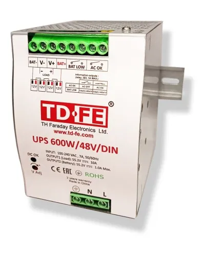 UPS 600W/48V/DIN. Источник вторичного электропитания резервированный. FARADAY в Ульяновске