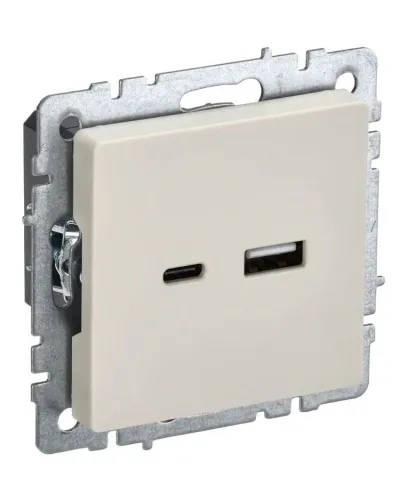 Розетка USB A+C 18Вт РЮ11-1-БрКр бежевый BRITE (BR-U22-018-K10). Розетка USB. IEK в Ульяновске