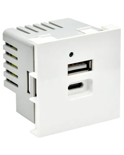 Розетка USB A+C 4,2А PRIMER РКЮ-25-40-П белый IEK (PR-KK40D-RU-0-2-AC-K01). Розетка USB. IEK в Ульяновске