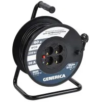 УК40 4 места 2P+PE, 40м GENERICA (WKP10-10-04-40-G). Удлинитель на катушке с термозащитой, 3х1,0кв.мм. IEK