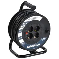 УК20 4 места 2P+PE, 20м GENERICA (WKP20-16-04-20-G). Удлинитель на катушке с термозащитой, 3х1,5кв.мм. IEK