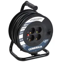 УК30 4 места 2P+PE, 30м GENERICA (WKP20-16-04-30-G). Удлинитель на катушке с термозащитой, 3х1,5кв.мм. IEK